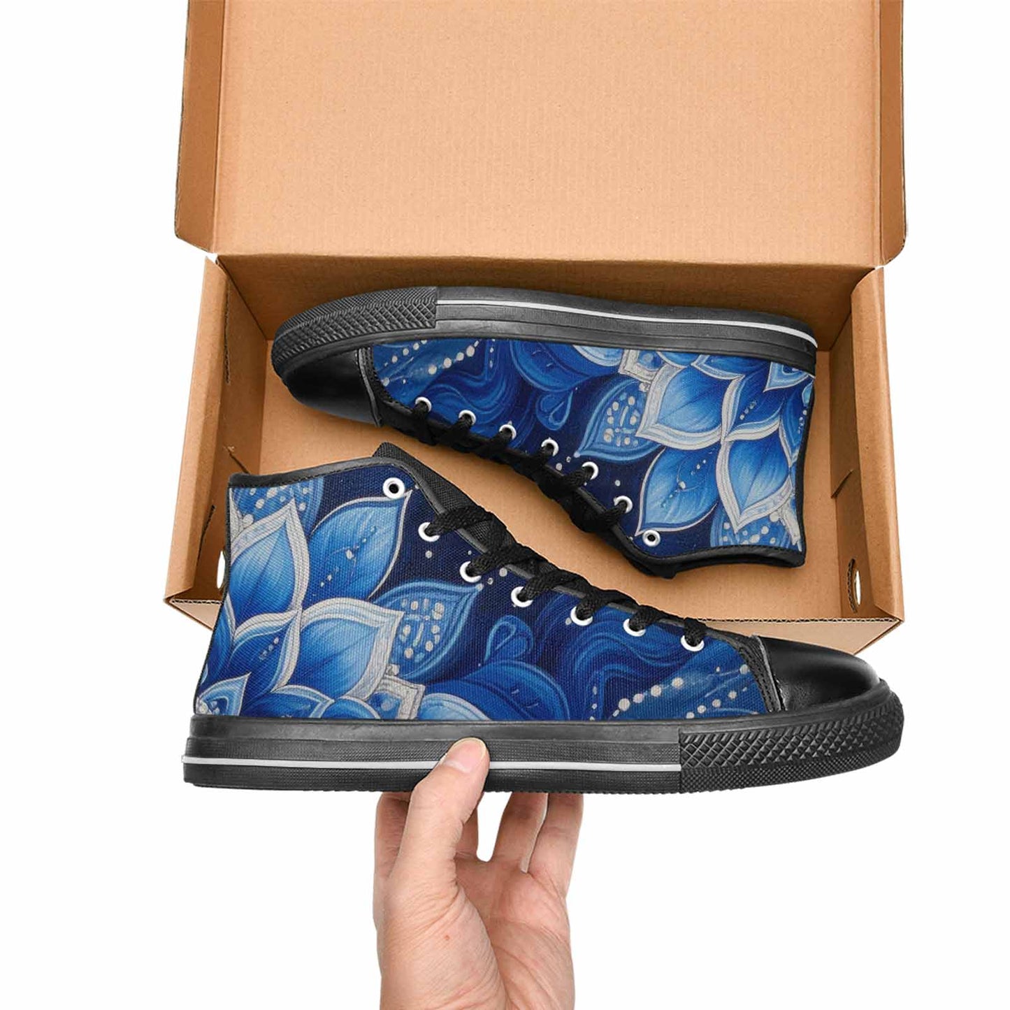 WOMEN'S Boho Mandala High Top Canvas Grunge Custom Shoes
