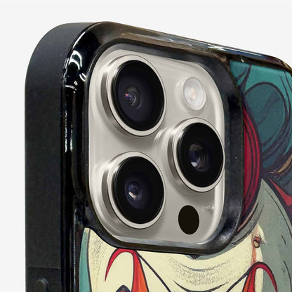 iPhone 15 Pro Max Case — Evil Circus Heads Faces Overlapping Patterns, Custom Phone Case