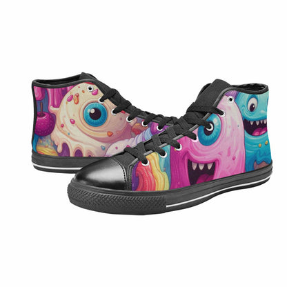 MEN'S Melting Icecream Monster Cherry High Top Canvas Dark Academia Custom Shoes