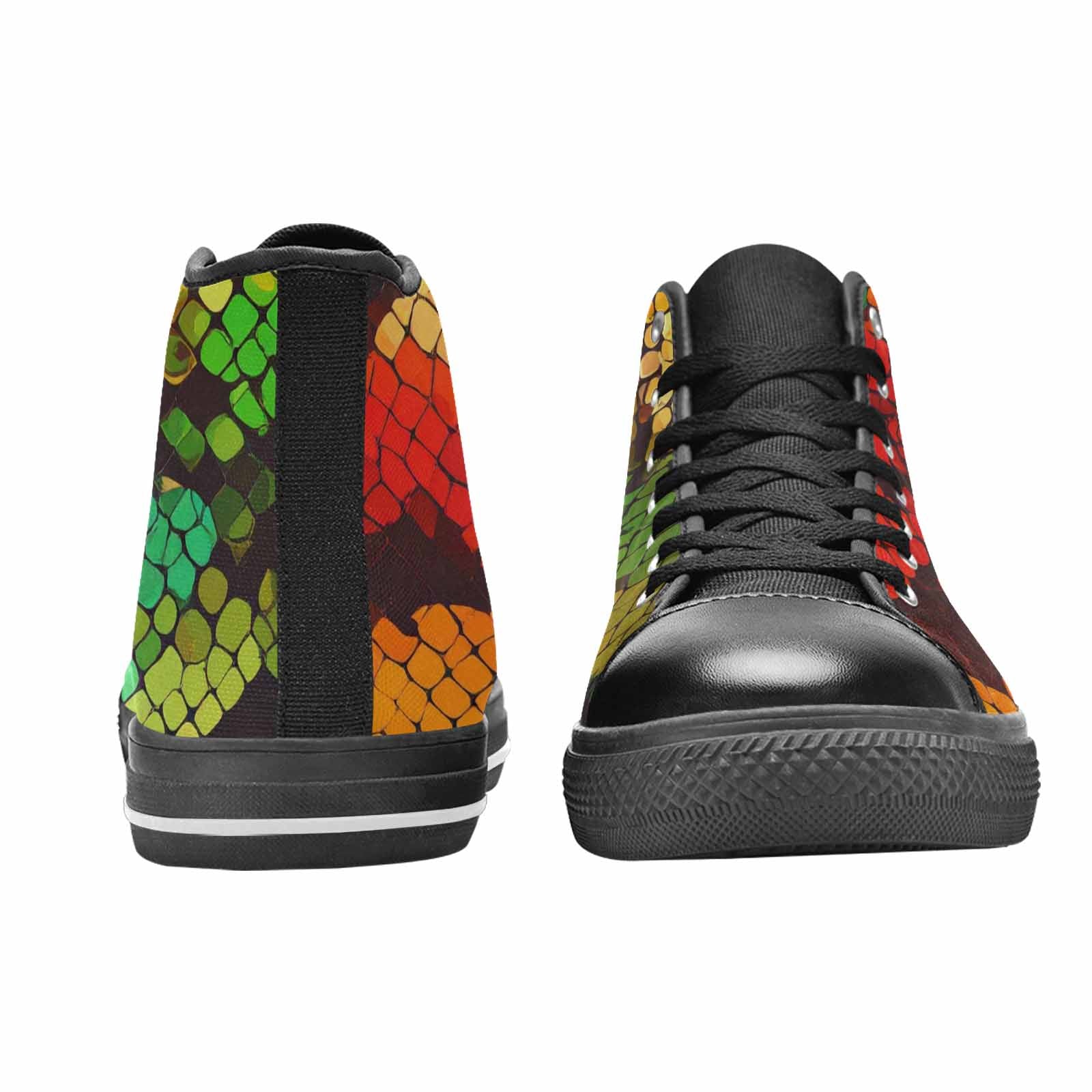 MEN'S Dark Snake Print High Top Canvas Surreal Custom Sneakers