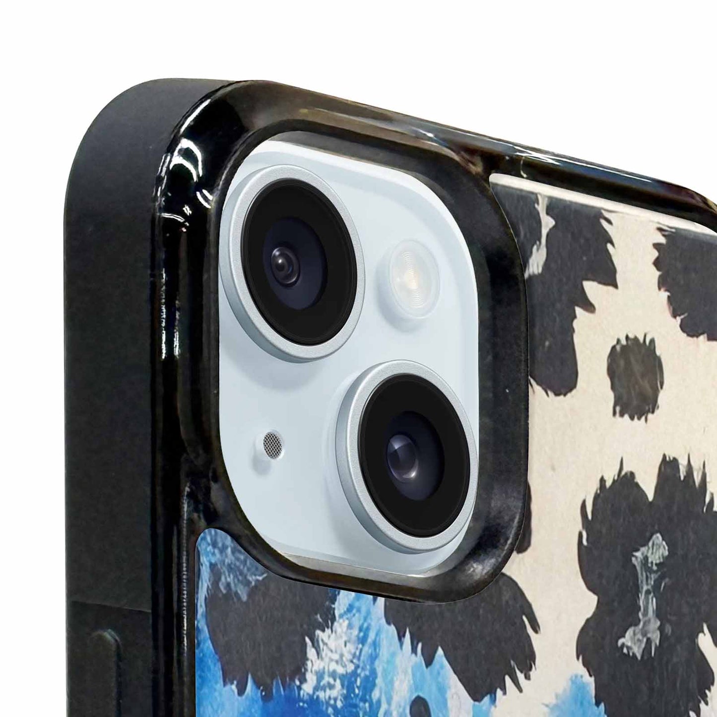 iPhone 15 Plus Case — Animal Print Black Blue Ink Animal, Custom Designed Case Cover