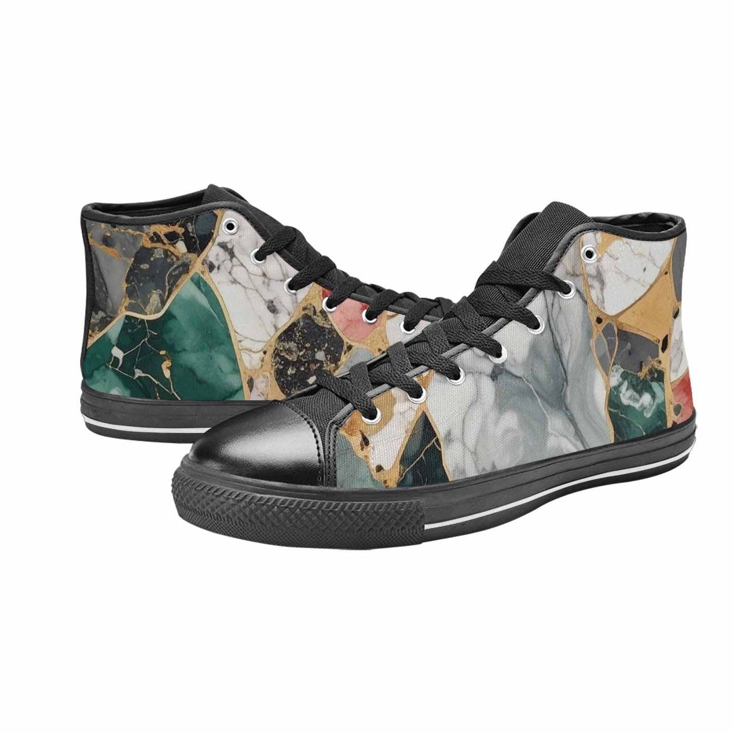 MEN'S Marble Stone Texture High Top Canvas Aesthetic Custom Sneakers