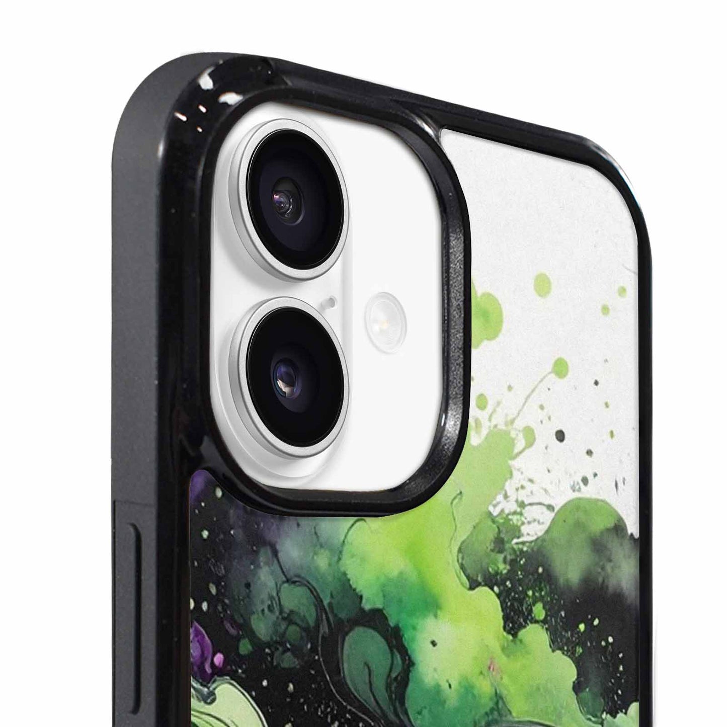 iPhone 17 Case — Black &amp; Green Ink Galaxy Space, Customized Protective Case