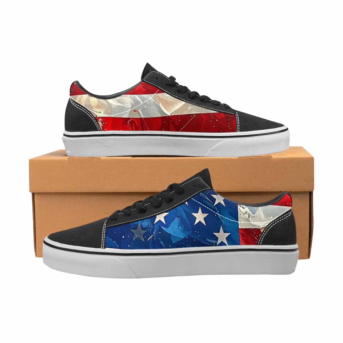 WOMEN'S American Flag Stars Canvas Lace-Up Cottagecore Sneakers