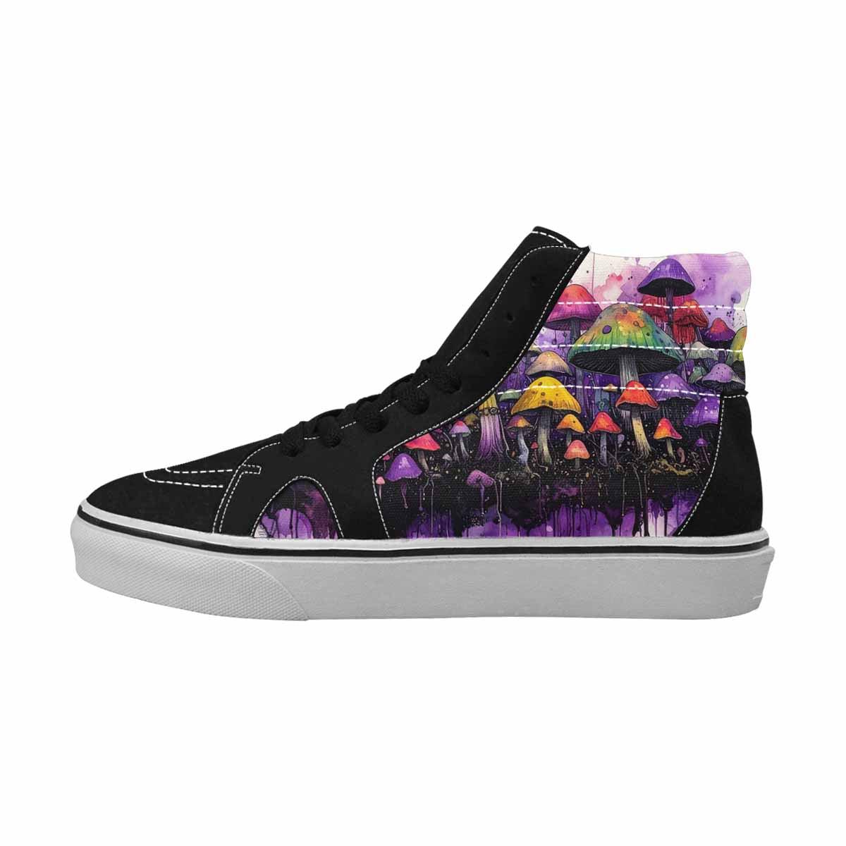 MEN'S Rainbow Drip Mushrooms High Top Canvas Neon Fantasy Shoes