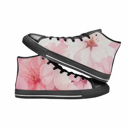 WOMEN'S Japanese Cherry Blossom High Top Canvas Wallpaper Art Sneakers