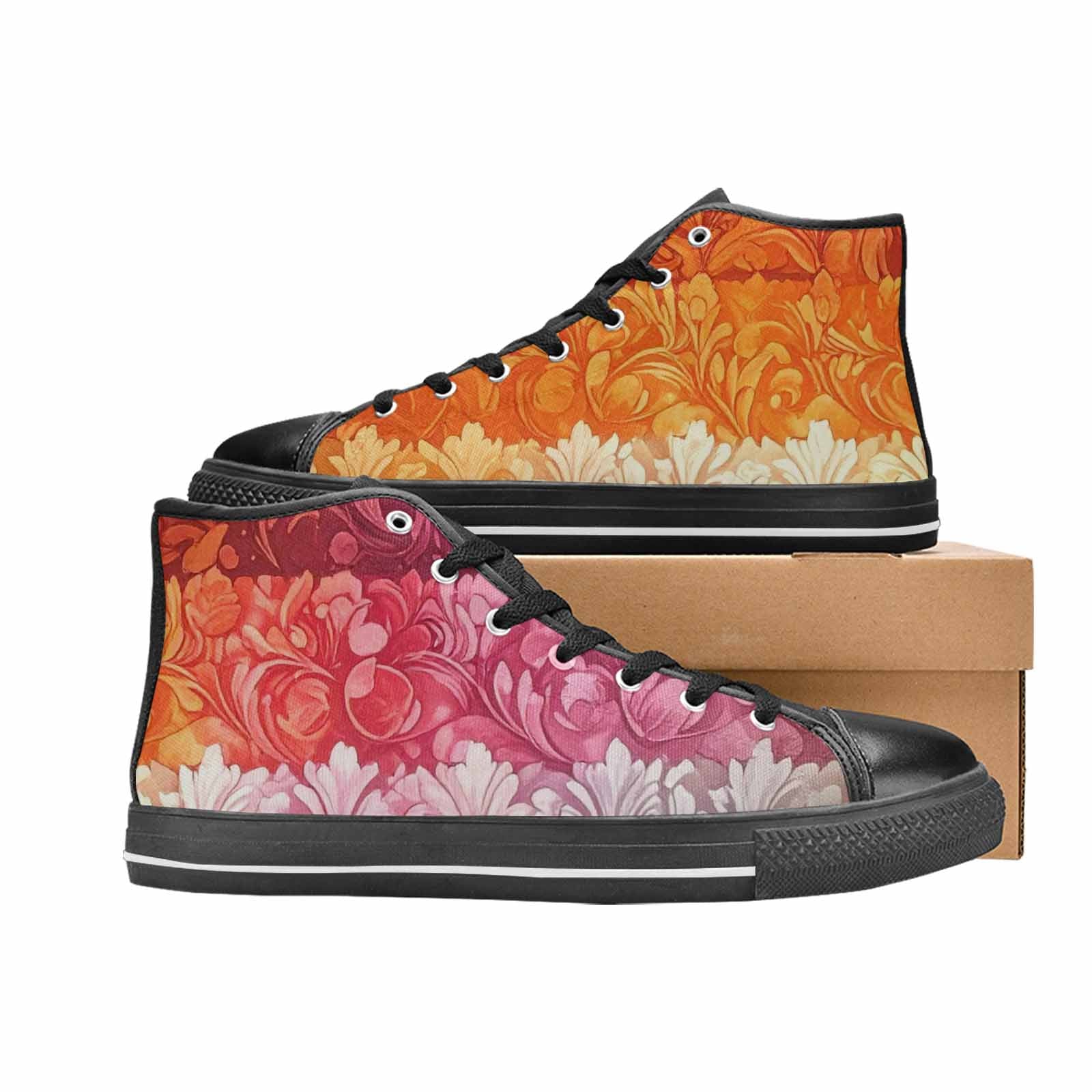 MEN'S Lesbian Flag Color High Top Canvas Dreamcore Custom Shoes