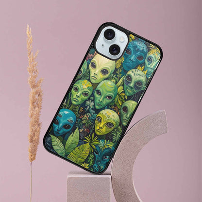 iPhone 15 Plus Case — Aliens Pattern Hundreds Of Sma Bcn, Custom Printed Phone Case