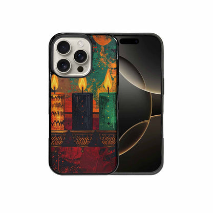 iPhone 16 Pro Case — Kwanzaa Kinara Pattern Seamless Repeat African, Custom Art Phone Cover