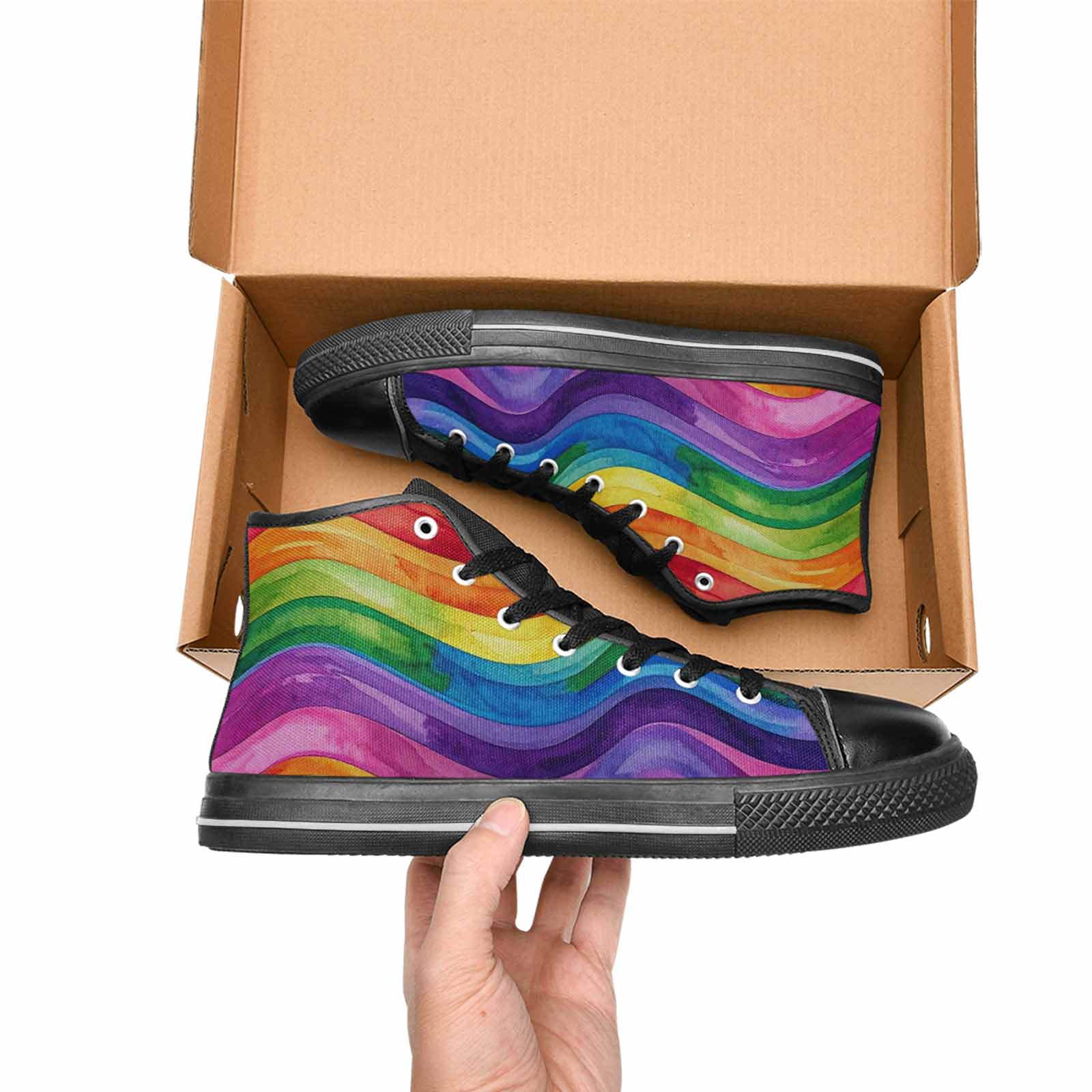 WOMEN'S Rainbow Pride Flag High Top Canvas Aesthetic Sneakers