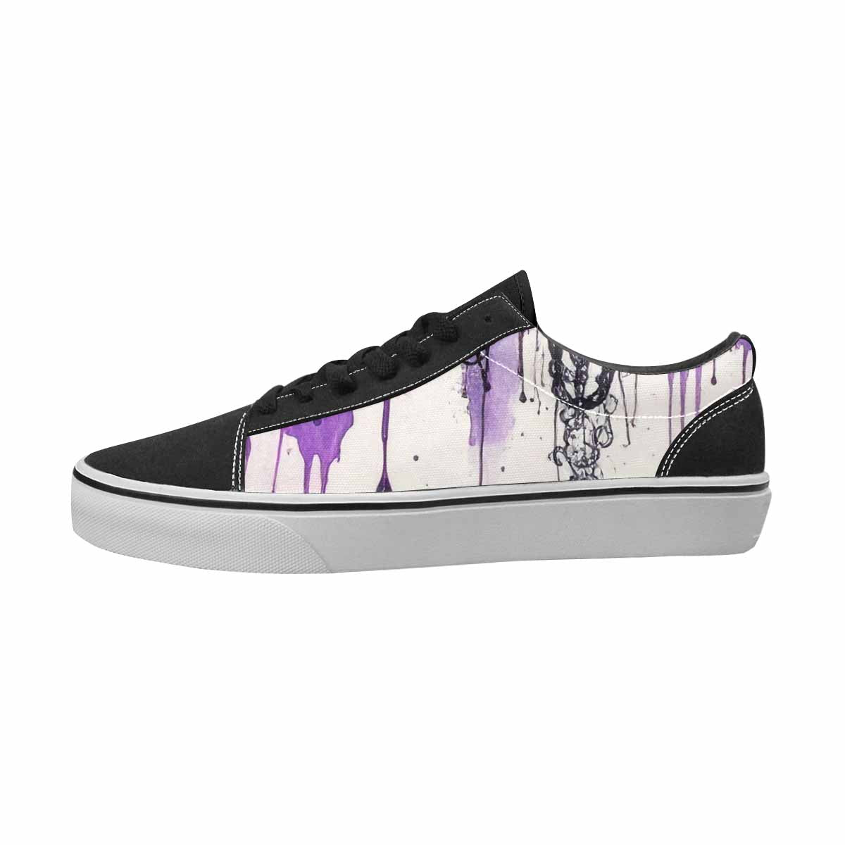 WOMEN'S Mushrooms Black & Purple Ink Canvas Custom Fashion Dreamcore Limited Edition Sneakers