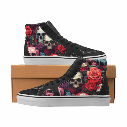 WOMEN'S Skulls High Top Canvas Boutique Wallpaper Art Handmade Custom Shoes