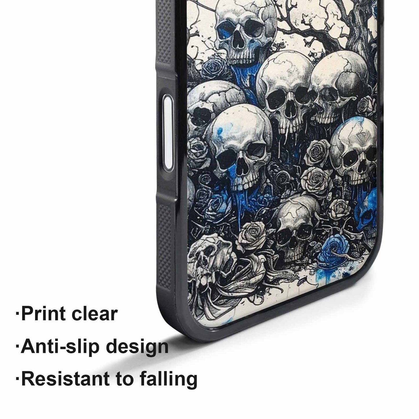 iPhone 17 Pro Case — Black Blue Ink Skull And Gothic, Custom Art Phone Cover