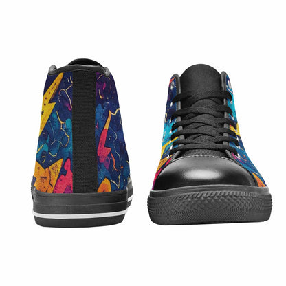 WOMEN'S Lightning Bolt High Top Canvas Vibrant Chaos Shoes