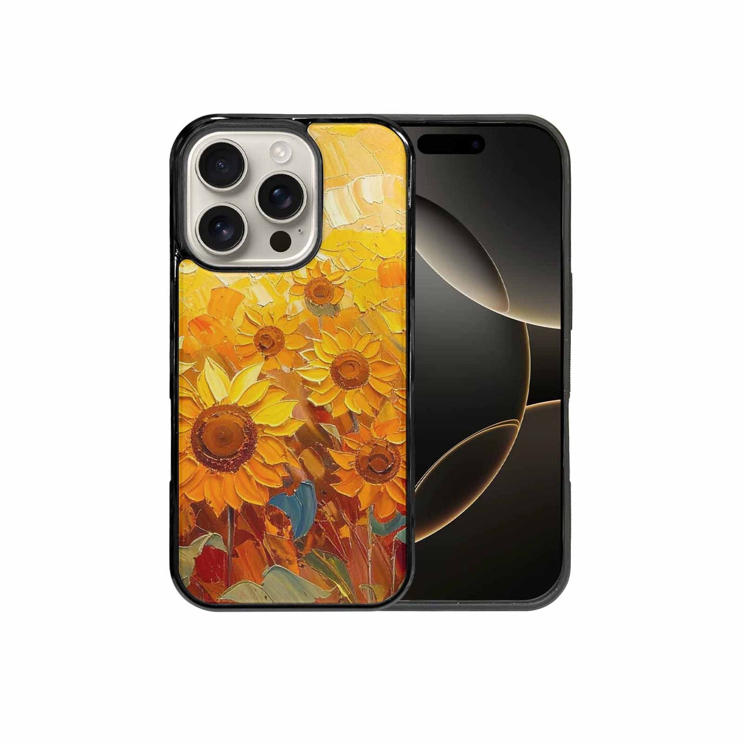 iPhone 16 Pro Case — Impressionist Sunflower Brushstroke Pattern Hundreds Of, Custom Made Phone Cover