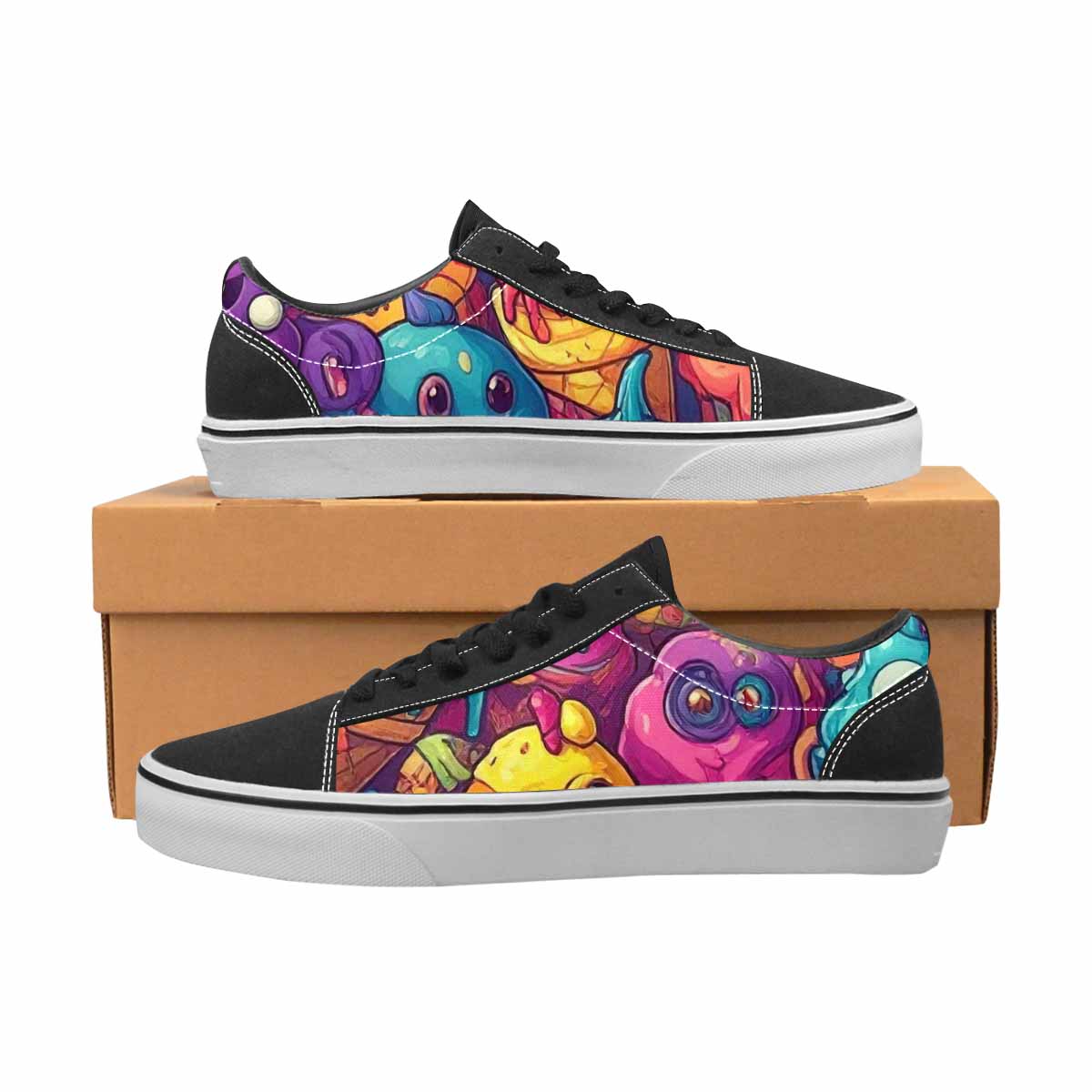 WOMEN'S Melting Ice Cream Monster Lace-Up Canvas Aesthetic Shoes