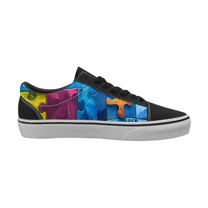 WOMEN'S Autism Puzzle Pieces Lace-Up Canvas Dark Academia Custom Sneakers
