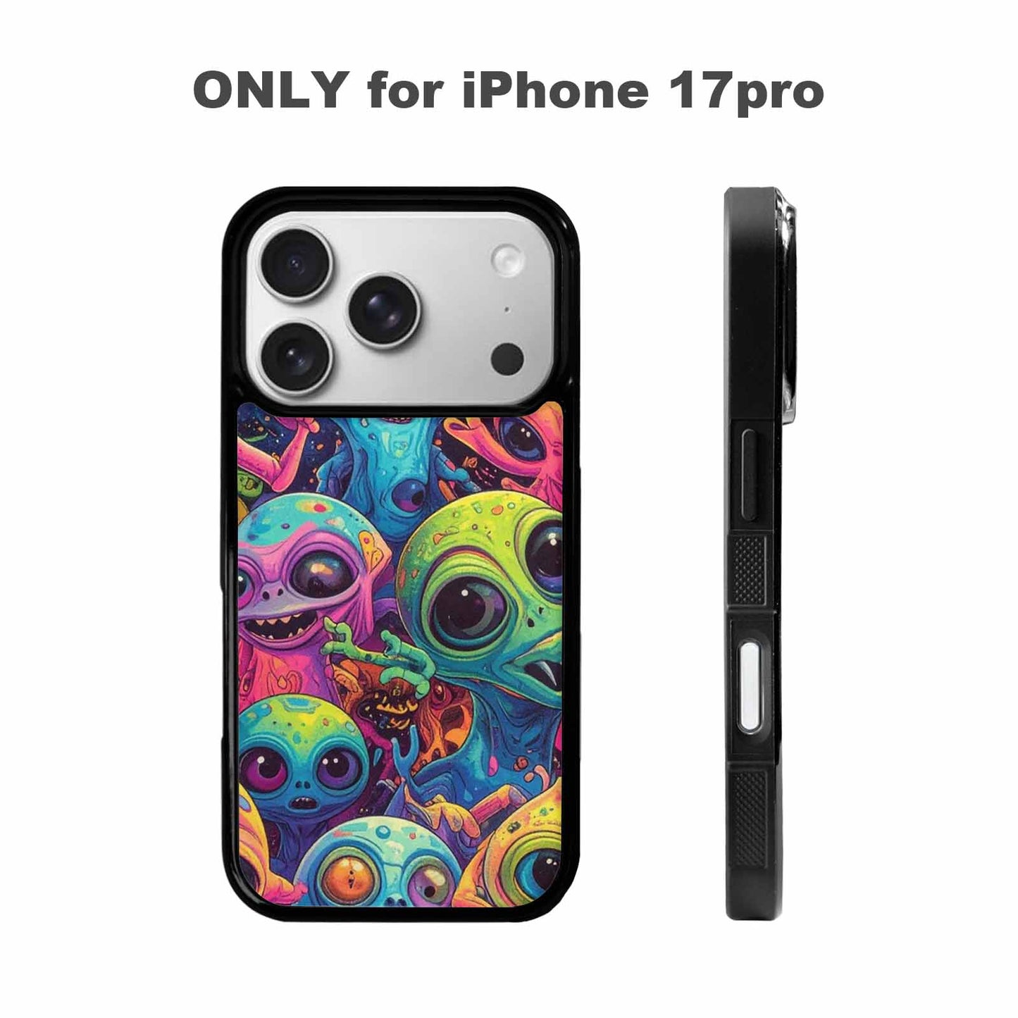 iPhone 17 Pro Case — Seamless Tileable Pattern Of Overlapping Alien, Custom Designed Case Cover