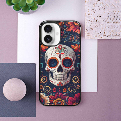 iPhone 16 Case — Day Dead Sugar Skull Art 100s, Custom Made Phone Cover