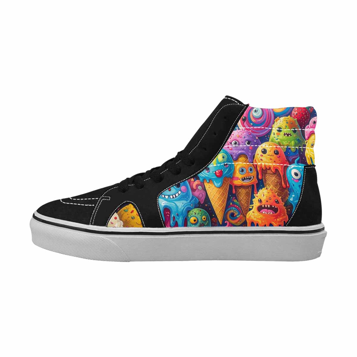 MEN'S Melting Ice Cream Monster High Top Canvas Grunge Custom Shoes