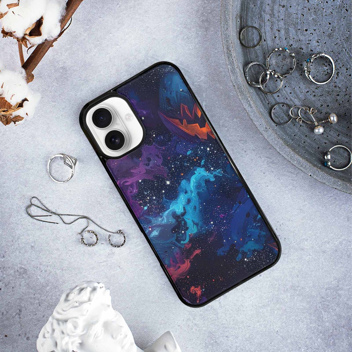 iPhone 16 Plus Case — Eamless Repeating Pattern Of Overlapping Pumpkin, Original Design Phone Case