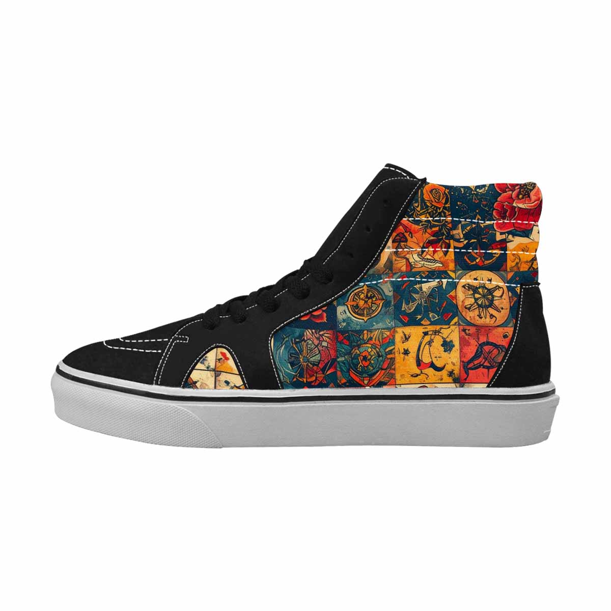 WOMEN'S Old School Tattoo High Top Canvas Vibrant Chaos Custom Sneakers