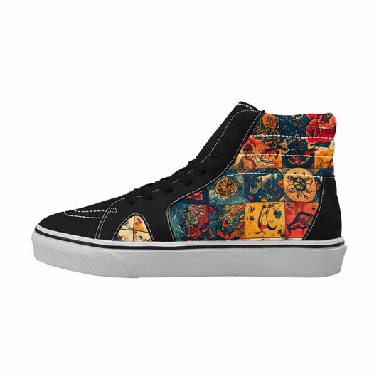 WOMEN'S Old School Tattoo High Top Canvas Vibrant Chaos Custom Sneakers