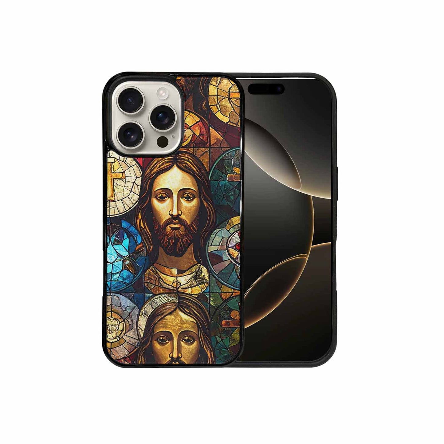 iPhone 16 Pro Max Case — Jesus Face Small Cross And Faith, Custom Print Case Cover