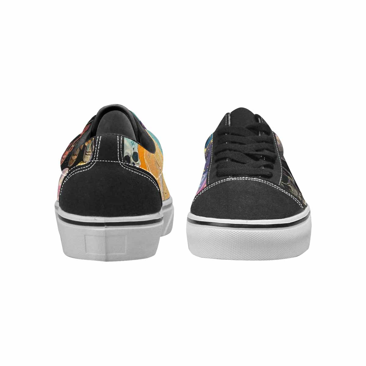 WOMEN'S Skulls  Marble Skulls Lace-Up Canvas Neon Fantasy Custom Shoes