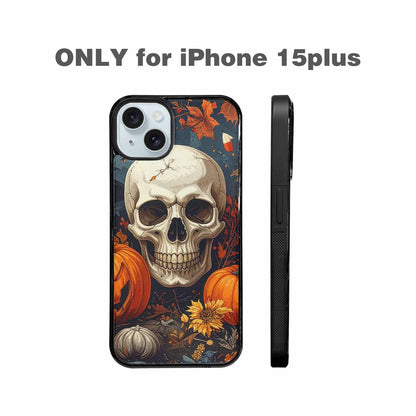 iPhone 15 Plus Case — Halloween Skulls Pumpkins Custom, Original Design Phone Case
