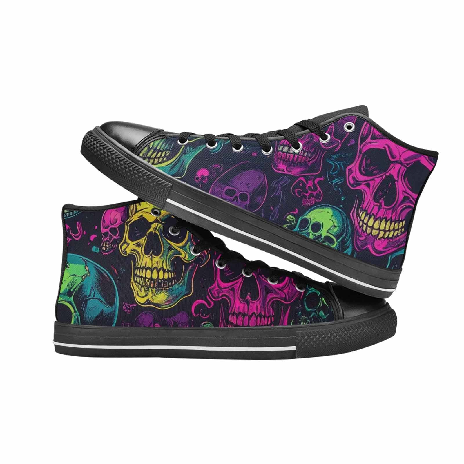 WOMEN'S Skulls - Neon High Top Canvas Dark Academia Custom Shoes
