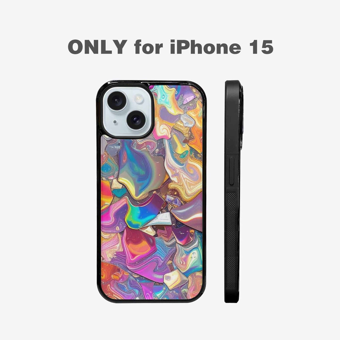 iPhone 15 Case — Holographic Iridescent Shimmer Pattern Hundreds Of, Custom Designed Case Cover
