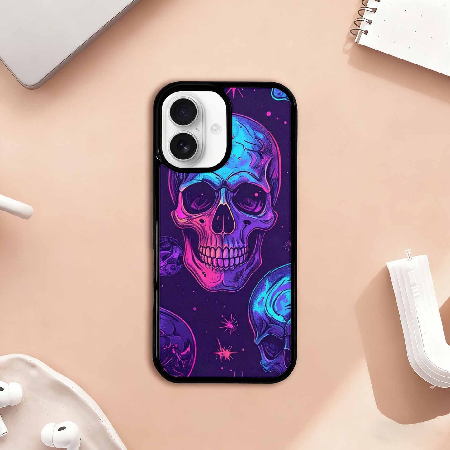 iPhone 17 Case — Galaxy Skulls Art Seamless Gothic Skulls, Custom Art Phone Cover