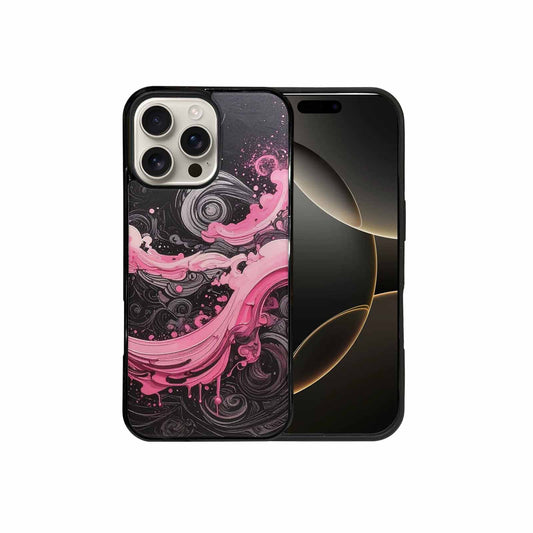 iPhone 16 Pro Max Case — Van Gogh Swirl Black Pink Ink, Custom Designed Case Cover