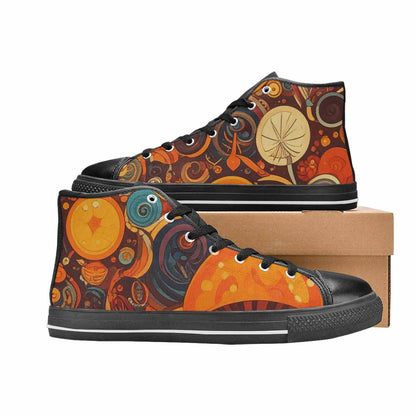 WOMEN'S Groovy 70S Peace High Top Canvas Cottagecore Custom Shoes