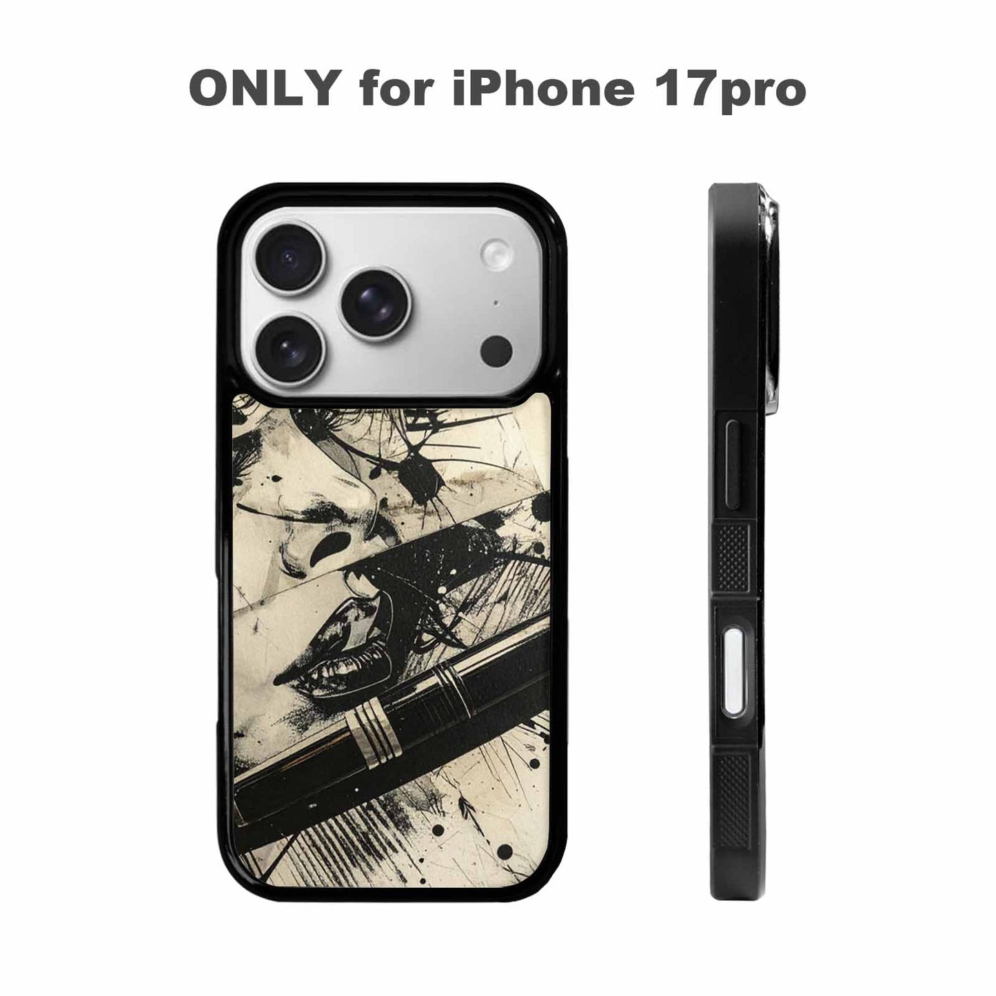 iPhone 17 Pro Case — Black And White Solid Black Retro, Customized Protective Case