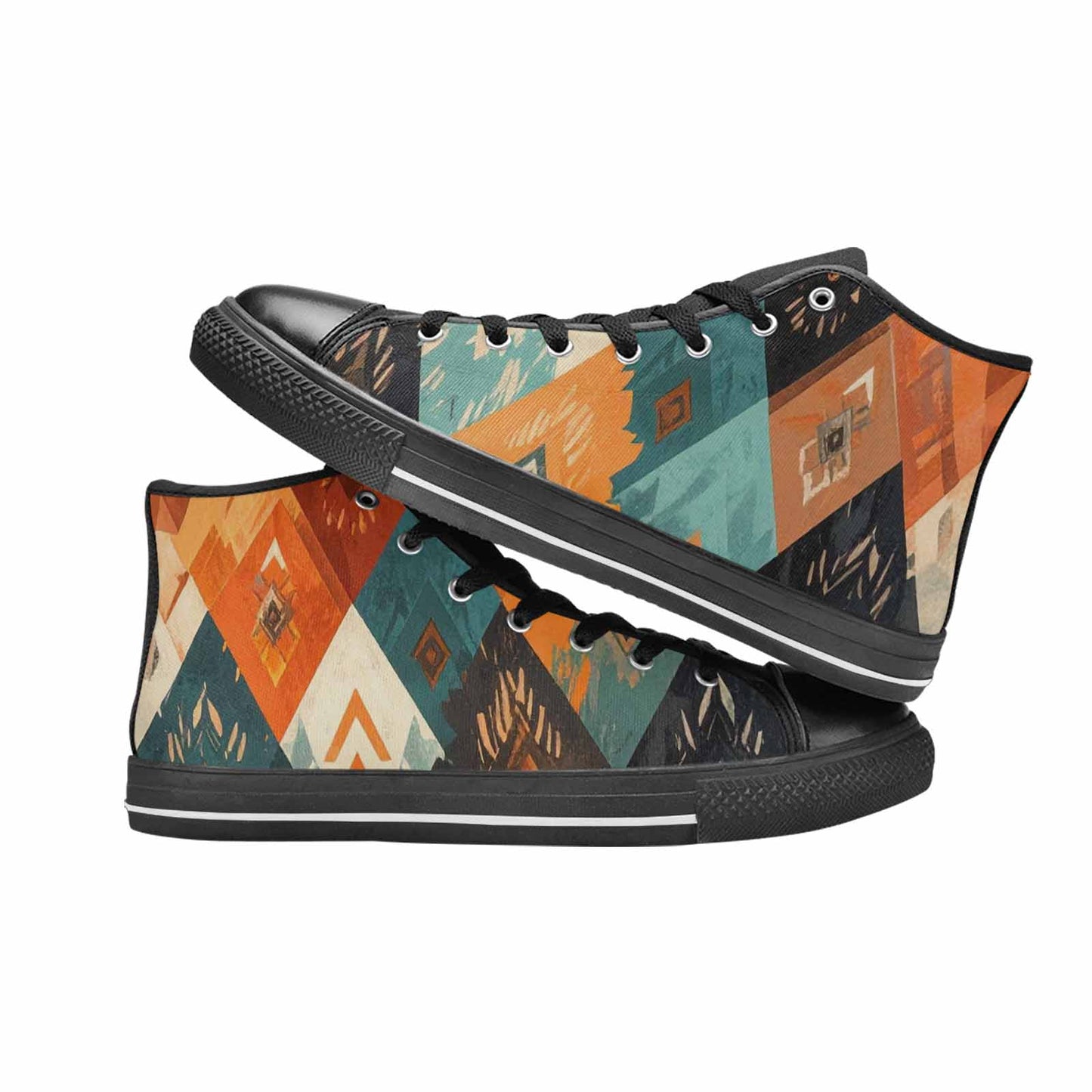 WOMEN'S Southwestern Geometric Diamond High Top Canvas Grunge Shoes