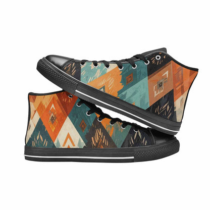 WOMEN'S Southwestern Geometric Diamond High Top Canvas Grunge Shoes