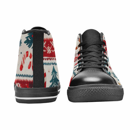 MEN'S Christmas Holly Snowflake High Top Canvas Aesthetic Custom Shoes
