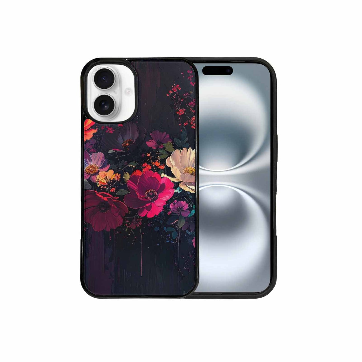 iPhone 16 Plus Case — Shadowy Glitch Floral Pattern Hundreds Of, Custom Phone Case