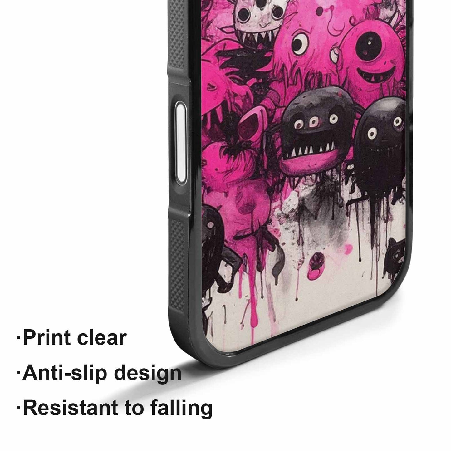 iPhone 17 Case — Black &amp; Pink Ink Cartoon Cute, Custom Printed Phone Case