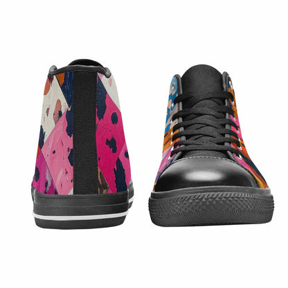 WOMEN'S Cow Animal Print High Top Canvas Surreal Shoes