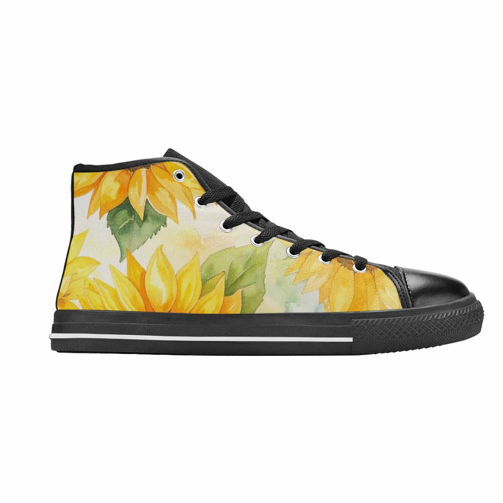 MEN'S Sunflowers Watercolor High Top Canvas Surreal Custom Sneakers