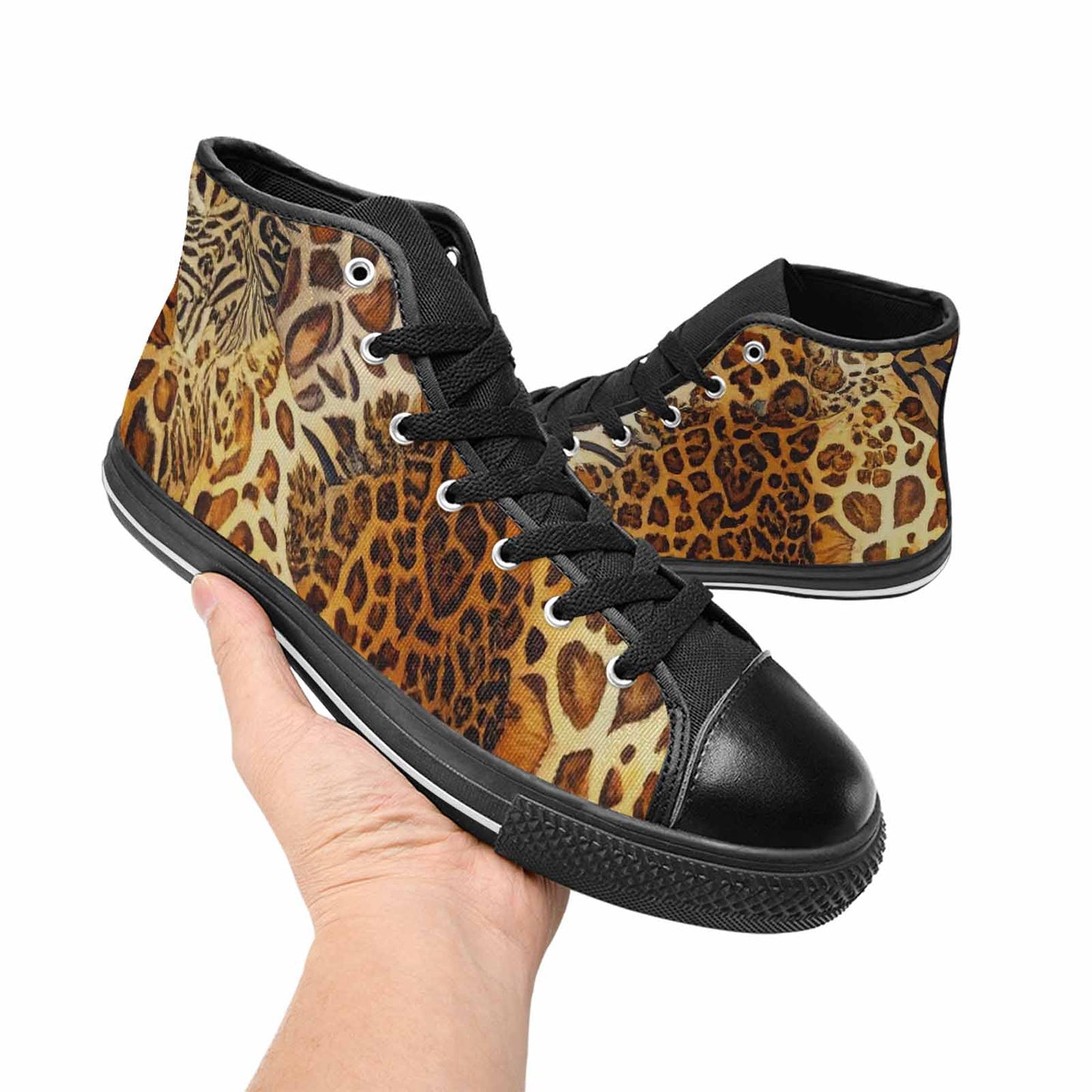 WOMEN'S Animal Print High Top Canvas Wallpaper Art Custom Shoes