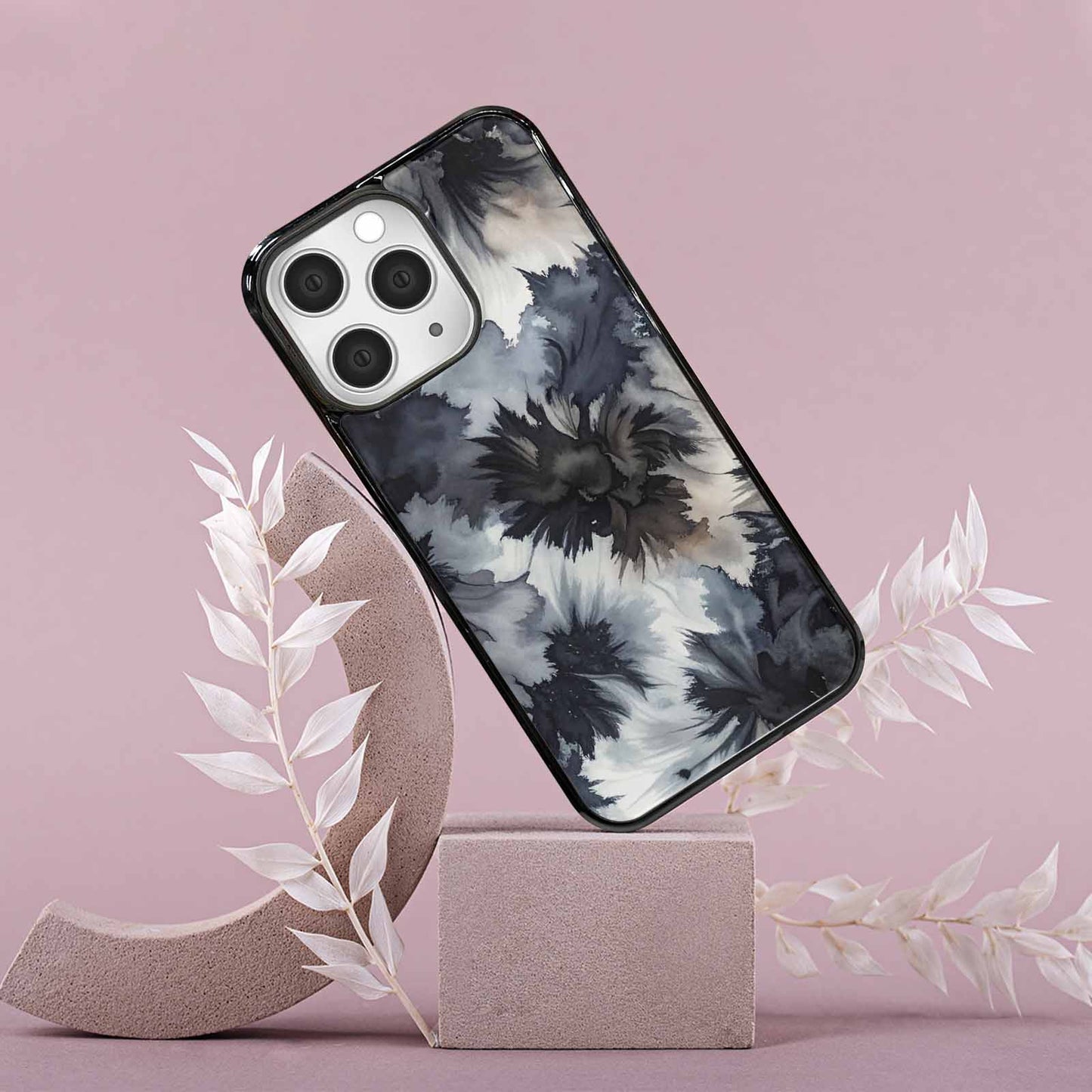 iPhone 15 Pro Max Case — Tie Dye Black And Gray Blended, Personalized Phone Case