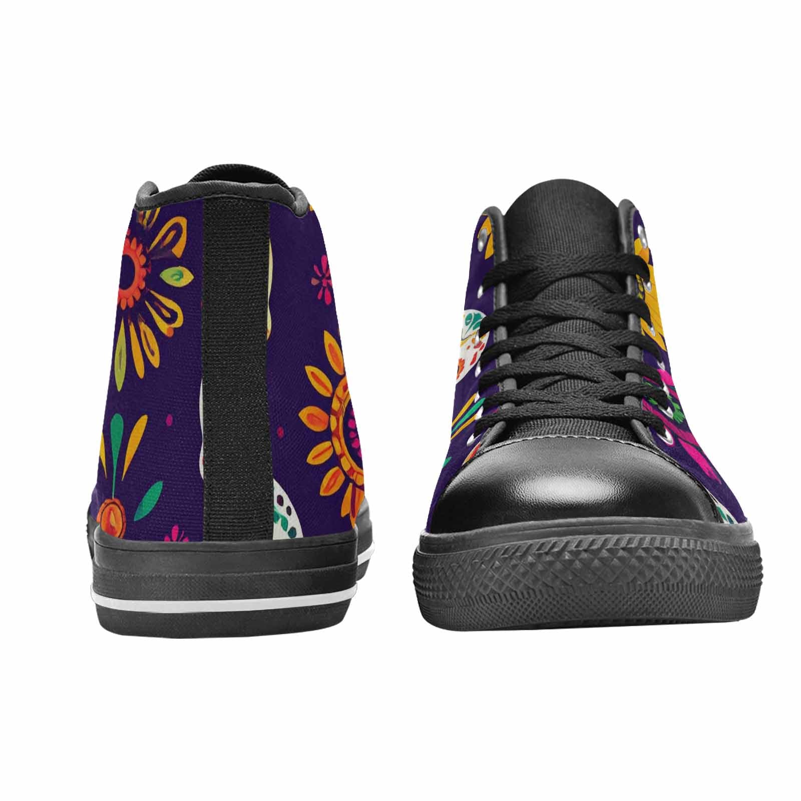 WOMEN'S Sunflowers And Skulls High Top Canvas Aesthetic Shoes