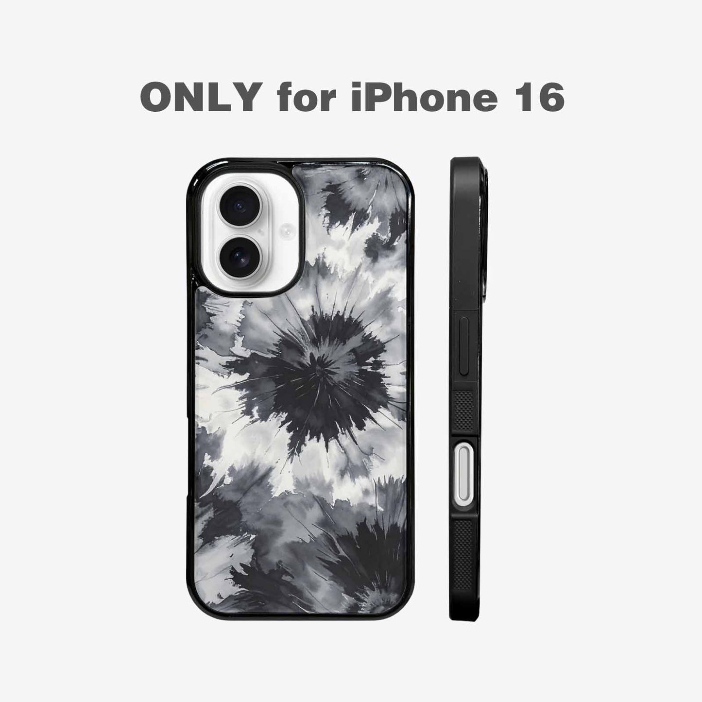 iPhone 16 Case — Tie Dye Black And Gray Blended, Unique Phone Case Design
