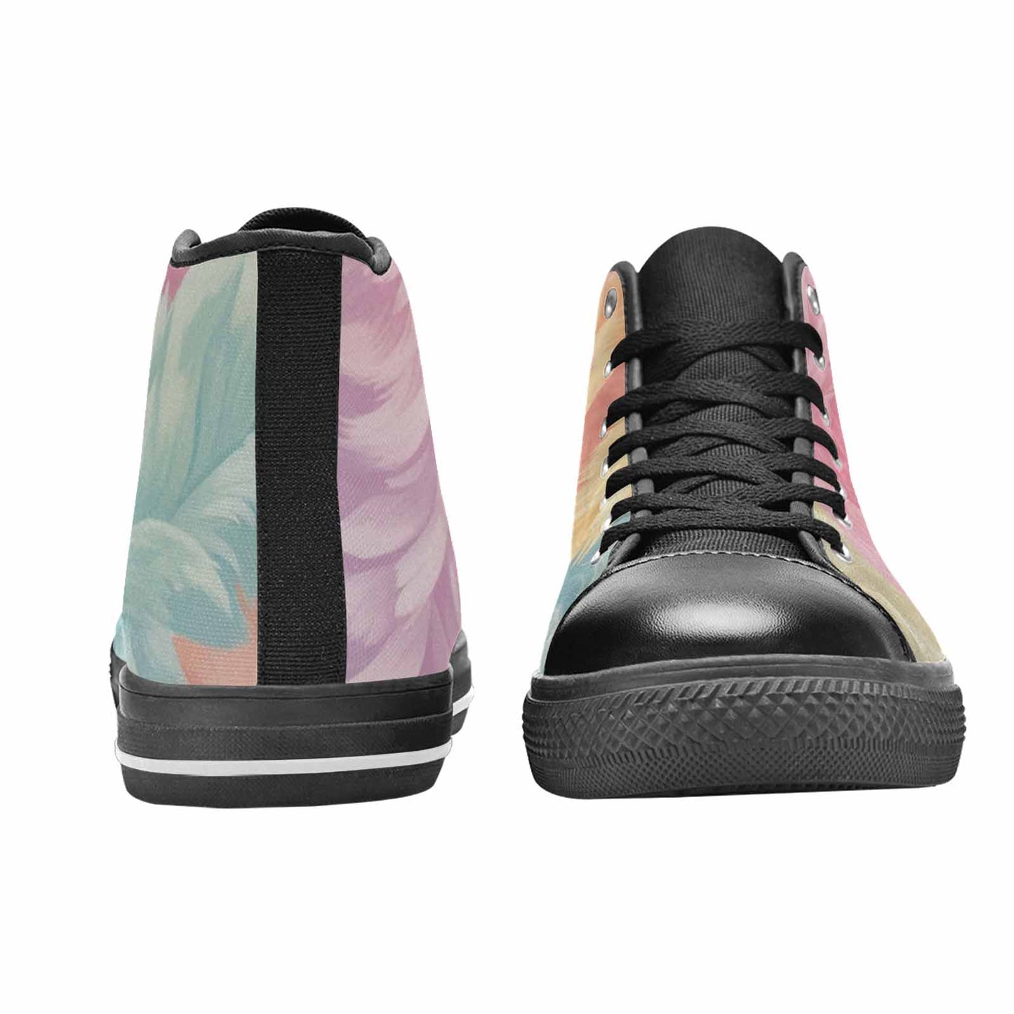 MEN'S Zebra Pastel Rainbow High Top Canvas Dark Academia Custom Shoes
