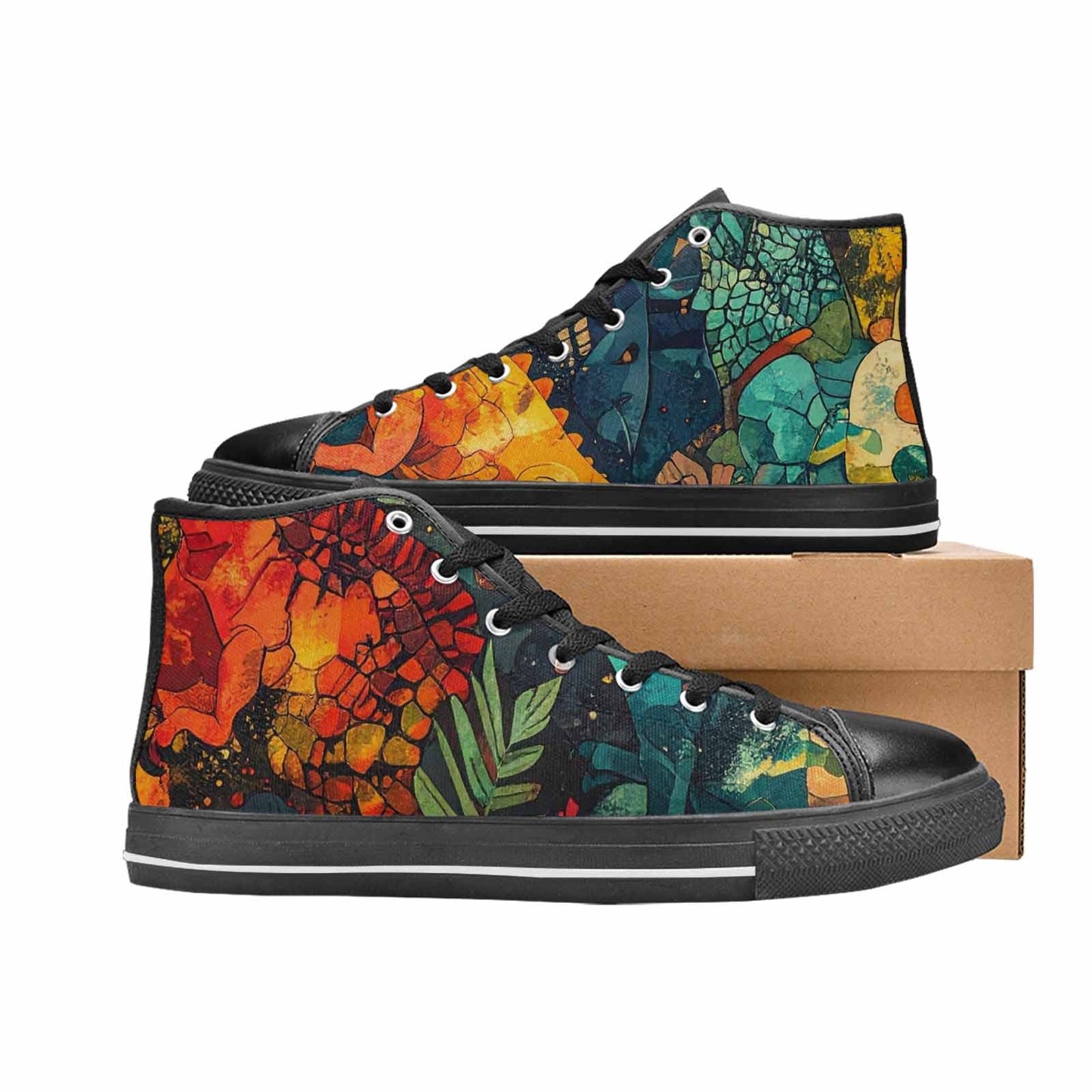 MEN'S Dinosaur Silhouette High Top Canvas Dreamcore Shoes