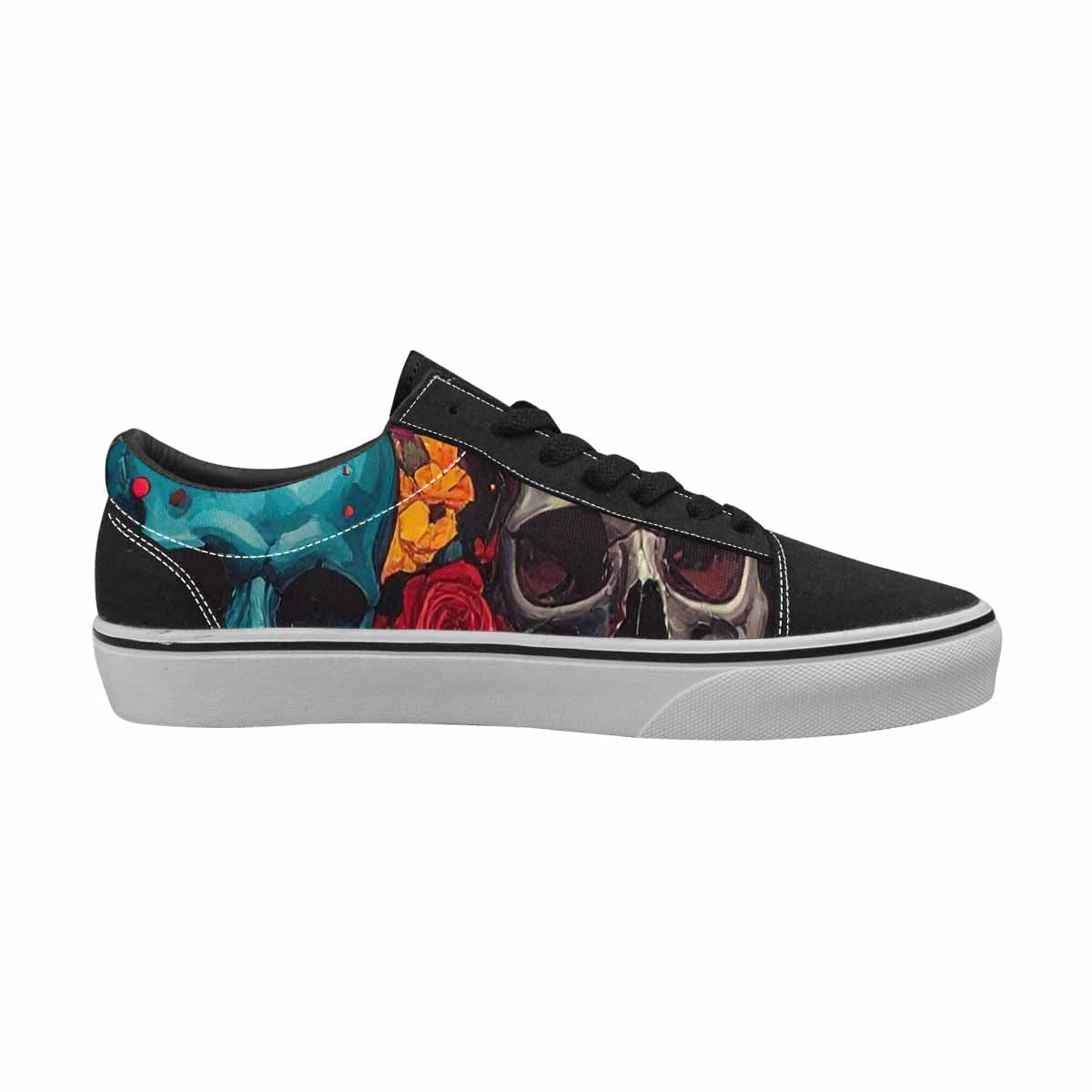 WOMEN'S Skulls Roses Skulls Roses Lace-Up Canvas Dark Academia Custom Sneakers